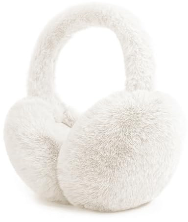 Ear Muffs Winter Women Men Kids Girls Earmuffs for Women Winter Accessories Ear Covers Cold Weather Running Ear Warmers Headband White Black Cute Fluffy Fuzzy Adjustable Foldable Faux Fur Ladies