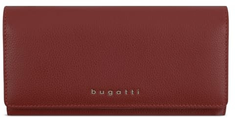 bugatti Mira Lange Damenbörse mit Überschlag aus Leder, Geldbörse mit RFID-Schutz, rot