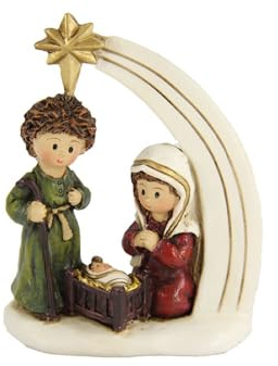 FADEDA Hlg. Familie, Krippenblock mit Komet/Höhe:8 cm/handbemalt/detailgetreue Krippen Figuren - Weihnachten Tisch Dekoration Krippe Zubehör