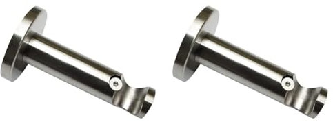 GARDINIA Träger mit Metallmontageplatte für Gardinenstange, 1-läufig, Offen, Inkl. aller Montage-Teile, Serie Chicago, Ø 16 mm, Edelstahl-Optik (Packung mit 2)