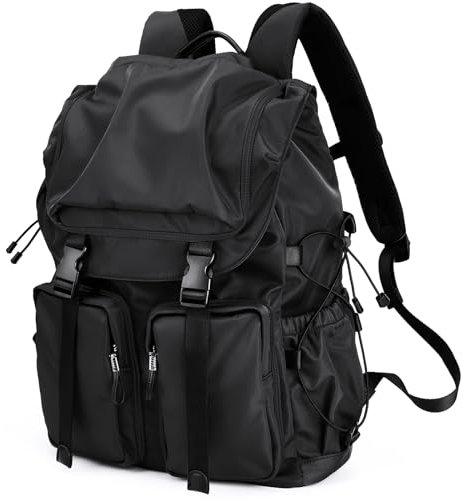 BJIAX Sac a Dos Vintage 17.3 Pouces Sac à Dos Ordinateur Portable Homme Femme 35L Résistant à l'eau Grande Capacité Sac a Dos PC Portable Sac à Dos de Voyage Affaires pour Loisir Collège, Noir