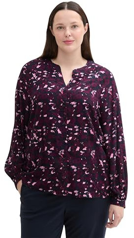 TOM TAILOR Damen Plussize Bluse mit Muster aus Viskose, 35893 - Berry Autumn Floral Design, 50