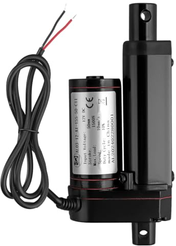 AUTTGINN 1500N 50mm Linearmotor 10mm/s, 12v DC Linear Actuator Motor Elektro Zylinder Schubstangenmotor für Auto,Möbel,RV,Türöffner,Industrielle Landwirtschaft, Gefäße usw (Schwarz 50mm)