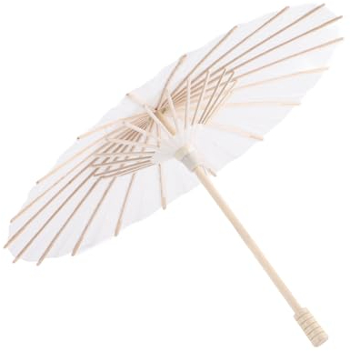 VIFERR Paraguas de Papel, Paraguas Blanco Sombrilla Decorativa de Papel Chino/Japonés Papel Parasol para DIY Pintura, Decoración de Fiesta Nupcial, Accesorio de Cosplay (30 cm)