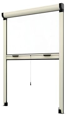 Zanzariera Avvolgibile Verticale Professionale in Alluminio - Chiusura Rallentata, Riducibile in Larghezza e Altezza. (Avorio, 140x160)