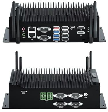 WEIDIAN Industrial PC, Fanless Computer i5 10210U(up to 4.20 GHz), Mini PC with 2RS232 + 4RS422/485/232 COM, Type-C, HD, DP Triple Display, 8USB, 2GPIO, WiFi, BT, Win11(32GB RAM 1TB M.2 SSD)