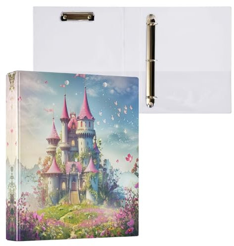 Ringbuch mit 3 Ringen, schöne Feenszene, bunte Blumen, runde Ringbücher mit rutschfestem Metallclip, einfacher Ordner-Organizer für Schule, Büro, 1 Packung