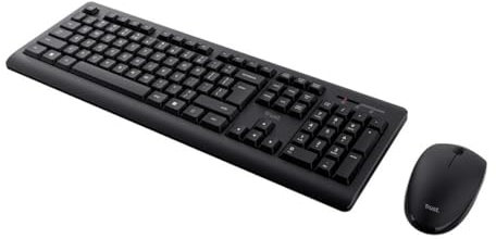 Trust Primo Kabellose Tastatur und Maus, Schwarz, Monochrom, Englisch, US, QWERTY US