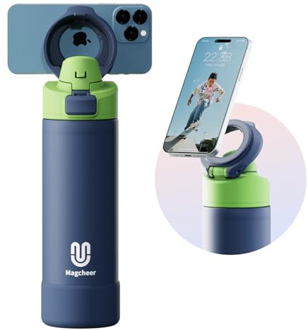 Magcheer 24oz Botella agua gimnasio magnética Botella termica deportes de acero inoxidable Mantiene el frío durante 24 horas para Fitness y actividades al aire libre(Azul oscuro)