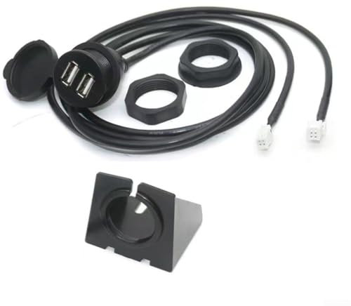 Zilimontt Base con doppia presa USB per auto, montaggio su cruscotto, doppia porta USB, pannello di prolunga da 145 cm, cavo adattatore per auto, camion, rimorchio, barca, moto