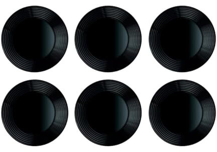 Luminarc Harena Negro 6 Plato Postre Vidrio 23,5cm Opal Apto Microondas Apto Frigorífico Reciclable