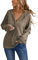 iChunhua Ribbed Long Sleeve Button Up Top V Neck Thin Brwon Sweatshirt Hooded for Women Uk Oversized Ladies Hoodies Size 10 Brown M