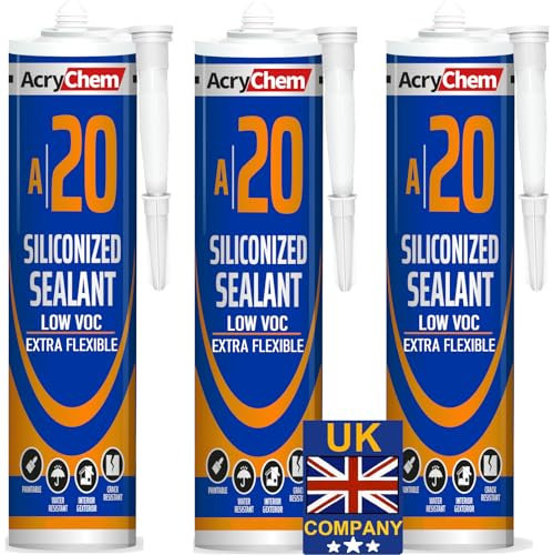 BONDIFY Waterproof Window Frame Sealant White 500g x 3PCs, 100% SOLVENT-FREE Paintable Silicone Sealant Acrylic, White Mastic for Filling Cracks and Gaps, Bathroom, Kitchen and Door, UPVC use