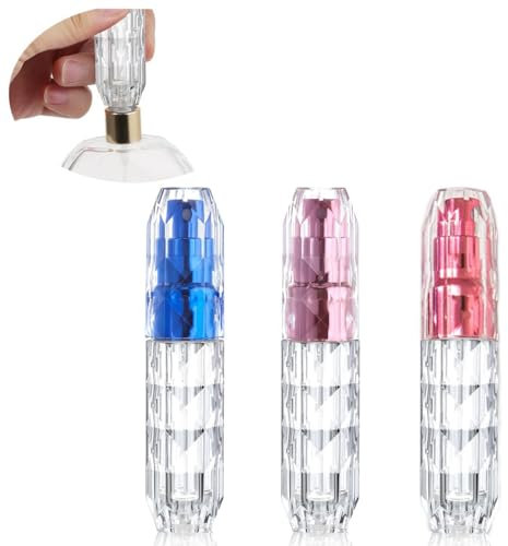 3 piezas 5ML Atomizador Perfume Recargable, Mini botella rociadora portátil, Rociador de botella de perfume con ventana, Perfecto para caminar, viajar, salir de noche y fiestas.