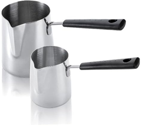 2Pcs Turkish Coffee Pot Stainless Steel 350ml/600ml Teapot Turkish Tea Pot Coffee Pot for Cooking Chocolate Heater