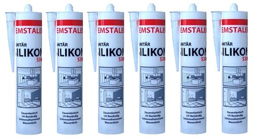 6x Remstaler SANITÄR SILIKON 300ml | Wasserdicht | für Innen- und Außenbereich | weiß und transparent (weiß)