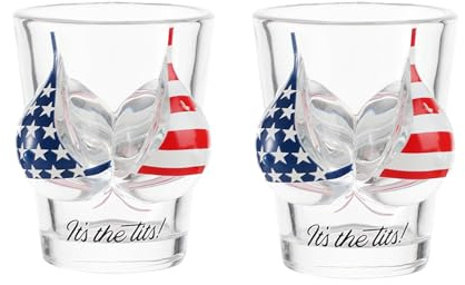 2Pack Bikini Boobs Shot Glass Creative Human Body 3D Breasts Cocktail Glasses Cup Artistic Large Boob Drinking Glass Art Breasts Bar Nightclub Mini Glass Cup Flag Souvenir Home Bar Decor Gift 55ml