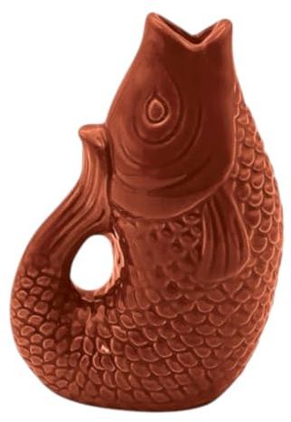 Vase Fisch böhmisch, dekorativ, aus Steinzeug, Symbol für Fülle, Maße 12 cm (Terrakotta)