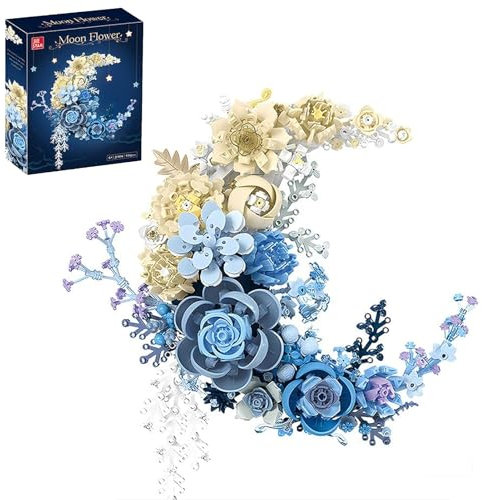 Flower Building Set of Crescent-Shaped, 934PCS Artificial Plant Flower Kit Compatible with Lego Flowers Flower Bouquet Botanical Collection for Wall Decoration or Home Décor