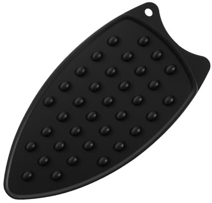 1 Pc Silicone Iron Rest Pads, Portable Travel Iron Mat, Multipurpose Iron Hot Resistant Mat, Heat Resistant Pad, Protective Pads for Ironing Board, Flat Irons for Travel & Business Trips (Black)