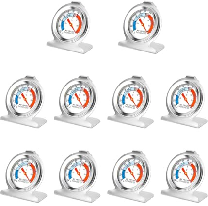 MEANLIN MEASURE 10Pcs Kühlschrankthermometer, 2 großes Zifferblatt mit -30℃ bis 30℃/-20℉ bis 80℉, roter Anzeige, Thermometer für Kühlschränke und Kühlboxen