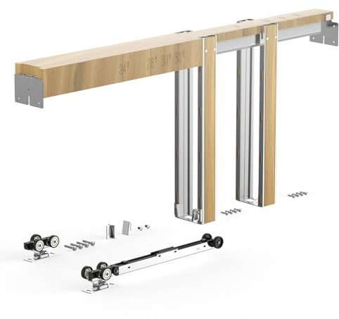 VEVOR Pocket Door Frame Kit, for 24-36 in Wide 80 in High Door, Pocket Door Kit with Two-Way Soft Close Mechanism, Slide Smoothly Quietly, Easy to Install, Wood and Galvanized Steel, for Living Room