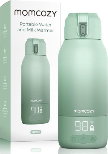 Momcozy Chauffe-Biberon Portable 500 ml I Lait et Eau, Idéal Voyage, Vert | Sans Fil, Autonomie Jusqu'à 19 Cycles, Recharge Rapide en 1h30, Design Isotherme Étanche