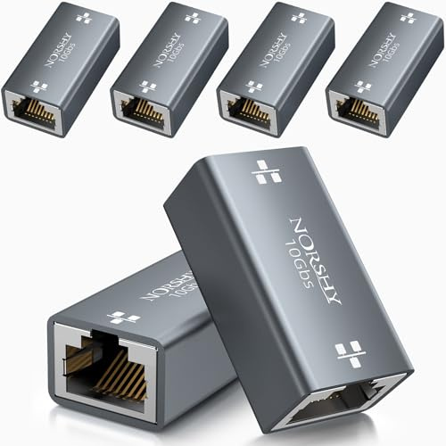NORSHY RJ45 Kupplung LAN Kabel Verlängerung LAN Verbinder 10 Gigabit, Netzwerkkabel Verbinder, RJ45 Koppler, Netzwerk Coupler Kompatibel mit Cat8,Cat7,Cat6,Cat5e,Cat5 (6 Stück)