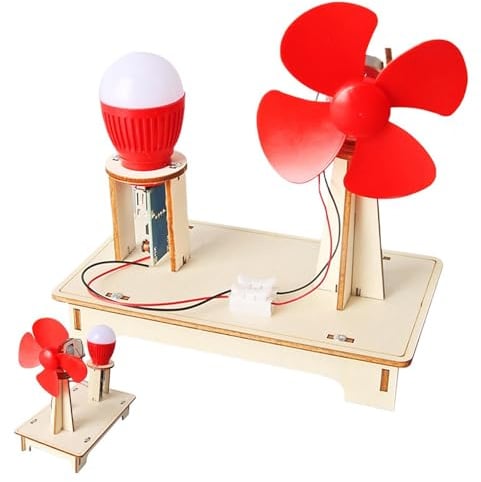 Holzbausatz Windkraftanlage - Handgemachtes Lernspielzeug, Modellbausatz aus Holz | STEM Lernen und kreative Aktivität für Alter von 7-14 Jahren Schulprojekt