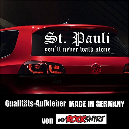 myrockshirt Super-Chicer St.Pauli Fussball-Fan You`ll Never Walk Alone Aufkleber Sticker XXL in 80x20 cm mit Montage Set inkl. Estrellina-Montage-Rakel® & „Estrellina-Glücksaufkleber®“ Fussball