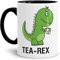 Dino-Tasse Tea-Rex Geschenk-Artikel/Liebes-Tasse/Witzig/Paar/Liebe/Kaffeetasse/Teetasse/Dino-Saurier/Innen & Henkel Schwarz