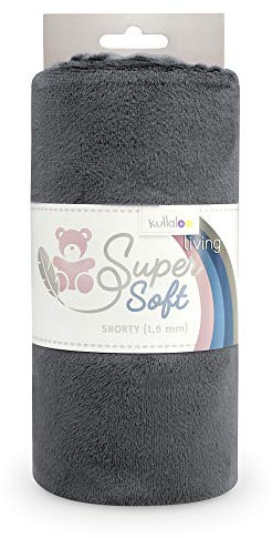 kullaloo Microfaser-Plüsch Stoff Shorty in vielen Farben - 1,5mm Florlänge, EN71-3 & EN 71-9 Zertifiziert (dunkelgrau)