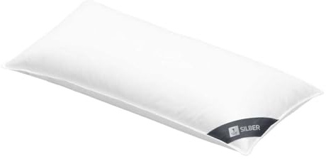 Spessarttraum Faserkissen Silber, 40x80, Kopfkissen, Made in Germany, Oeko-TEX, Allergiker geeignet, waschbar bis 60 Grad, weiß