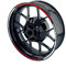 OneWheel Felgenaufkleber für Motorrad oder Auto mit 16 17 18 Zoll Felgen/Design 2 / Komplett-Set 16-teilig vorne und hinten sowie beide Seiten (Weiss-rot)