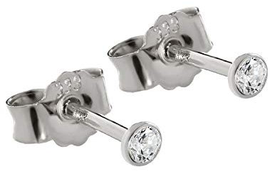 NKlaus PAAR 2,3mm Ohrstecker Weißgold 333 – Gold Ohrringe Kristall Zirkonia Weiß – Schmuck Damen Herren & Kinder – 8 Karat