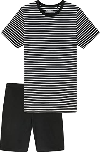 Schiesser Jungen Schlafanzug Kurz - 100% Organic Bio Baumwolle Größe 140 Bis 176 Pyjamaset, Schwarz_173847, 164 EU