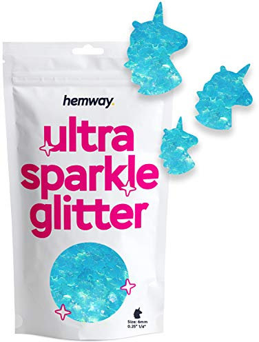 Hemway Ultra Sparkle Glitter - Unicorn | Baby Blue Iridescent Metallic Flake Sequins for Resin & Epoxy Crafts | Craft Supplies for Tumblers, Festival, Face, Body, Eye & Nail Art Decoration | 50 g
