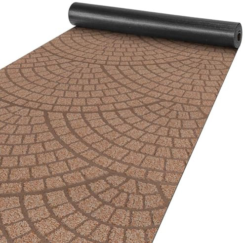 ANRO Teppich Läufer Küchenläufer Küchenteppich Läufer Flur Teppich Velours rutschfest waschbar für Flur, Schlafzimmer, Wohnzimmer, Küche Davis Braun 67 x 220cm