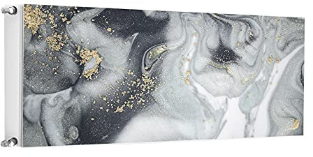 TMK ArtDeko Heizkörperverkleidung mit Magnet Stilvolle Optik 140x60 Heizkörperabdeckung, Marmor Gold