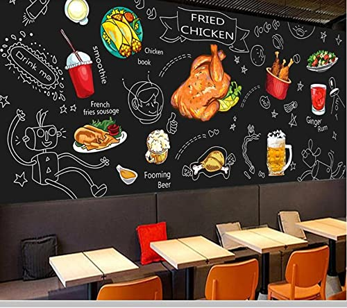 Frtmsticker Fototapete 3D Effekt Fried Chicken Drinks Beer Tapete Modern Vlies Hintergrundbild Fotografie Wandbilder Riesiges Bild Wohnzimmer Schlafzimmer Kinderzimmer Dekoration 140X70Cm