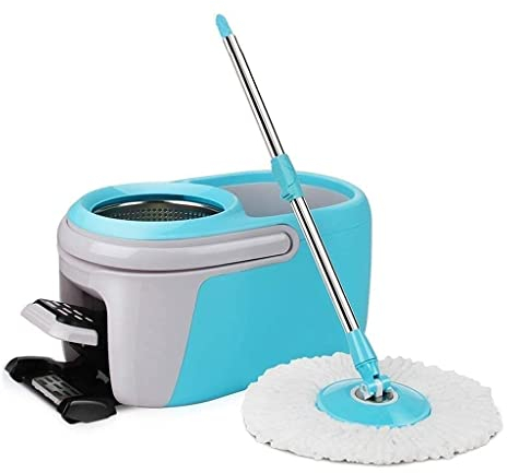 JINHH Mop Lavaggio ad Alta velocità con azionamento Pedale Mocio Rotante ad Asciugatura Rapida con Secchio 360 Gradi