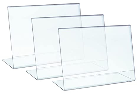 Transparenter Aufsteller aus Plexiglas, A4, horizontal, 3 Stück, Kunststoff, A4, Menühalter, Preishalter, Fotorahmen für Tische, transparenter Acrylrahmen