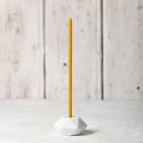 Danilovo Porta Candele per Candele Sottili – Porta Candele da Tavolo in Ceramica – Candelabro Moderno Robusto per Candele Coniche – Portacandele Artigianale – Decorazioni Casa (Bianco)
