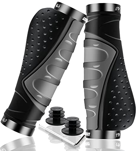 LYCAON Bike Lenker Griffe Fahrrad, Fahrradgriffe Ergonomisch Rutschfeste Gummi Fahrrad Griff mit Aluminium Lock, Handgriff für Scooter Cruiser Urban Dreirad Rad Stuhl Mountain Road Bike BMX MTB (Grau)