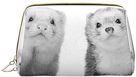 OGNOT Lustige Kulturtasche mit Eulenmotiv, Reise-Organizer für Männer und Frauen, leichte Leder-Make-up-Tasche, kleine Kosmetiktasche, Frettchen, Einheitsgröße