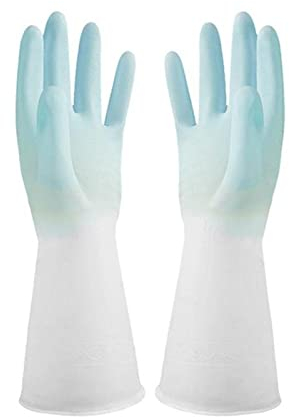 Guantes for Lavar Platos, Guantes de Limpieza de Silicona, Lavavajillas, Guantes de Goma, Herramientas for Fregar Guantes para Lavar Platos (Color : Blau, Size : S)
