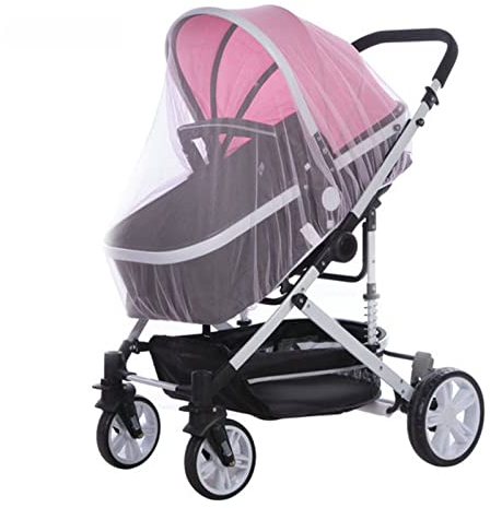 2 Stück Universal-Moskitonetze,feinmaschige Moskitonetze für Kinderwagen,Wiegen und Reisebetten,geeignet für Kinderwagen/Babywagen/Buggy(Weiß)