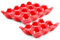 Flexzion 12 + 6 Cups Ceramic Egg Holder for Fridge - 18 Porcelain Egg Tray Container Keeper Storage Organizer Decorative Serving Stand Serveware for Refrigerator Countertop Display Kitchen (Red)