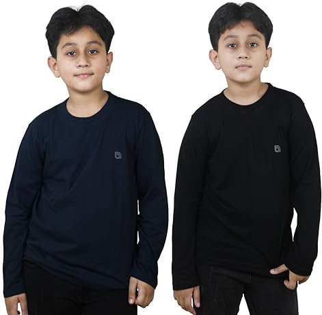 Bahob® 2 Pack Boys Long Sleeve T-Shirt Top Children's Round Neck Long-Sleeve T-Shirt Soft Cotton 3-14 Years (BFTS-51-A 13-14 Years)