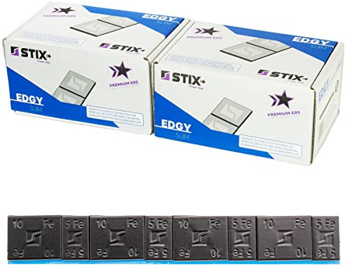 Stix Klebegewichte für Alufelgen Schwarz 60 g 5+10 g 200 Stück Edgy Slim | 2 Packungen à 100 Riegel, Schwarze Oberfläche, Breites Klebeband